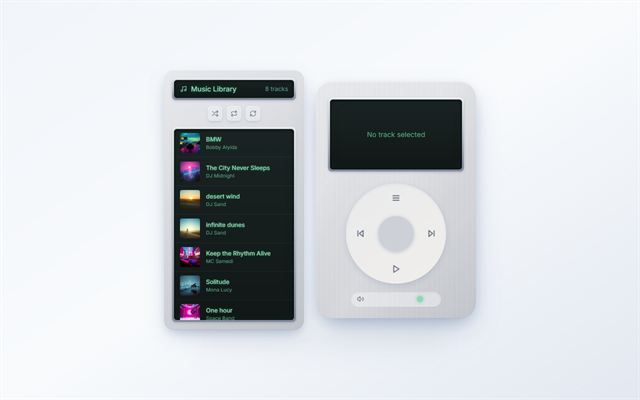 iPod Classic Player: a white iPod with a click wheel